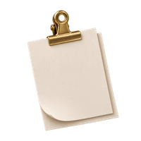 A gold clip holding a stack of cream notepaper.